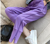 Pantalones casuales hasta el tobillo con cremallera lateral